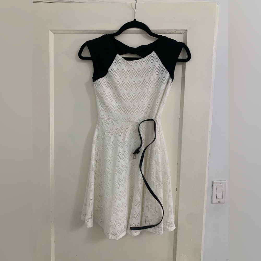 Speechless Black and White Kids Formal Dress with Belt